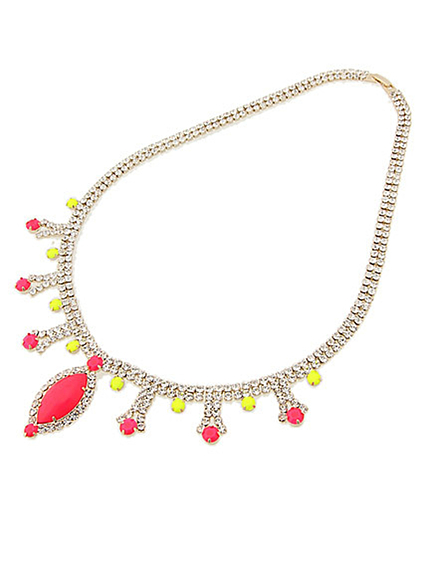 BORNYネオンカラーラインストーンネックレス