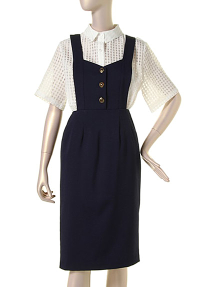 LAGUNAMOON【CASUAL】ハイウエストエプロンオーバーオール