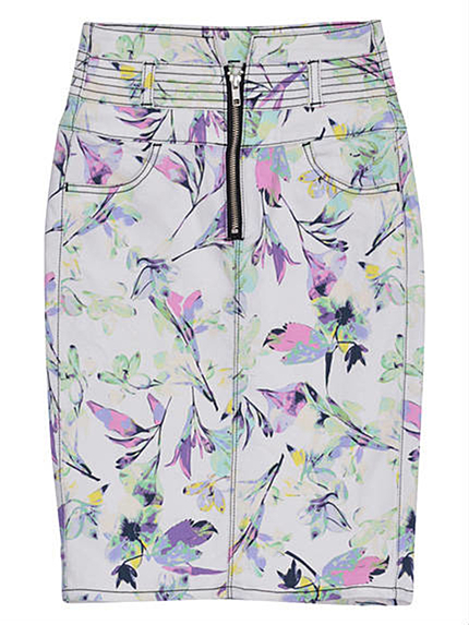 MURUA【FEMININE】スプレッドフラワーZIP切替タイトSK