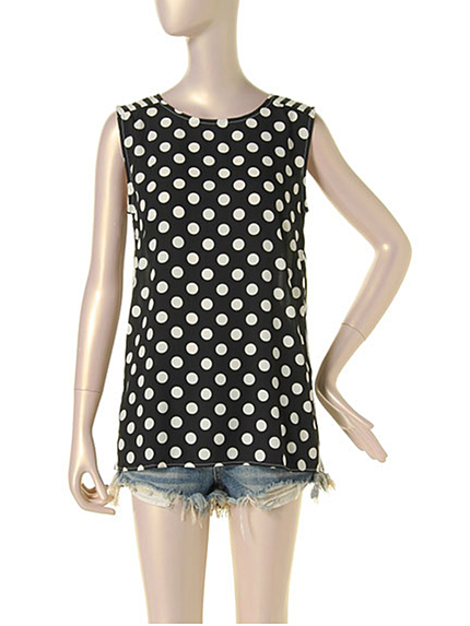 LAGUNAMOONストライプドットノースリーブブラウス