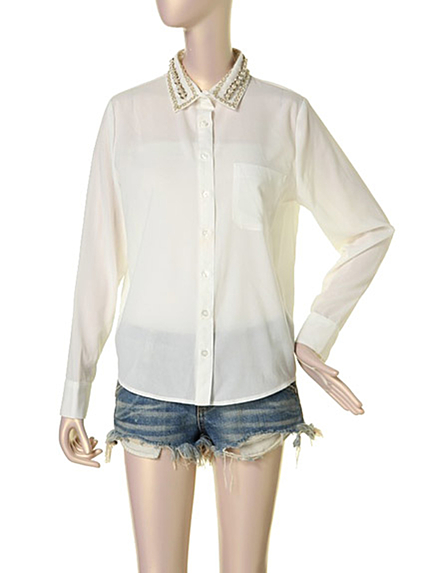 LAGUNAMOONパールトリミングシャツ