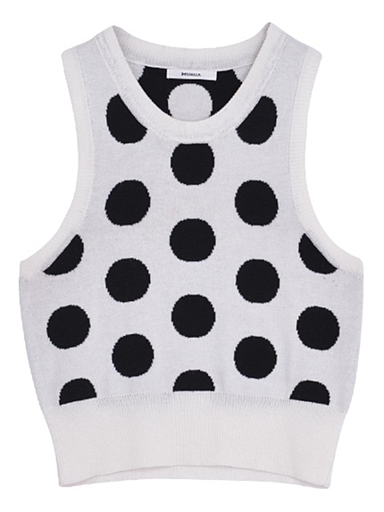 【FEMININE】Bigドットショートニットタンク