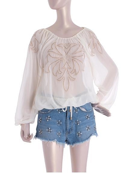 LAGUNAMOONハシゴエンブロイダリーシフォンTOPS