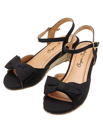 RUNWAY channel★【sugar sugar】ローウエッジリボン付サンダル