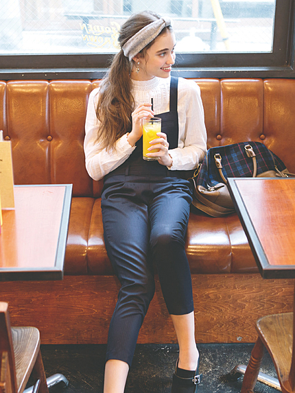 Ungrid《andGIRL10月号掲載》【Lady Like】ピンストライプサロペット