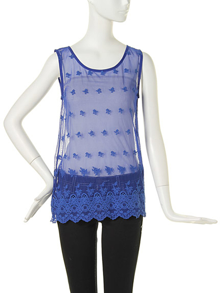 EMODAペールカラーレースタンク