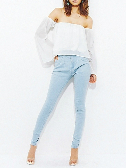 オフショルフレアTOPS