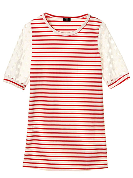 i-SOOKレース袖Tシャツワンピ