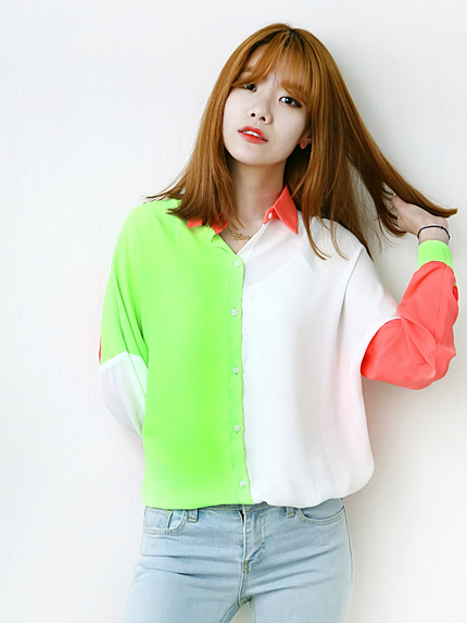 i-SOOK【i-SOOK】カラーブロックシャツ