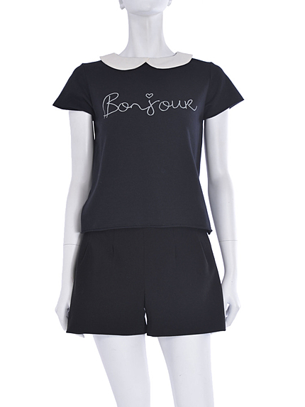 ストレッチミニ裏毛BonjourロゴTシャツ