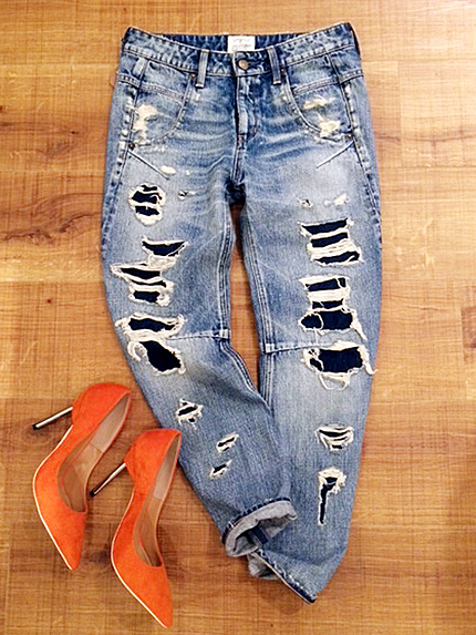 Ungrid【Men’s Like】ダメージリメイクサルエルデニム