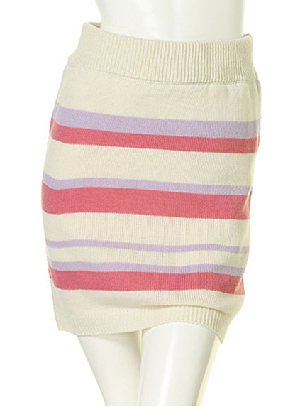 Littny【GY】マルチボーダータイトスカート