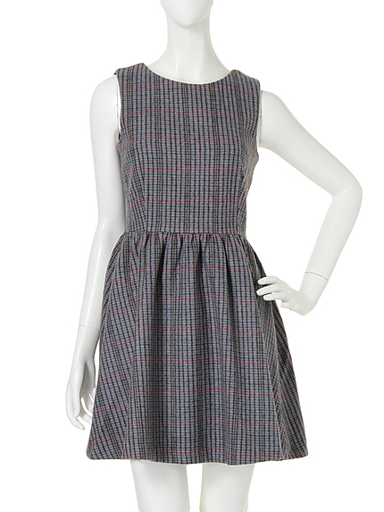 choosy chu【G】チェックフィット＆フレアOP