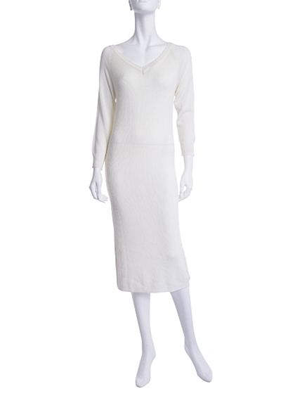 2WAYリブ プレーンニットワンピース