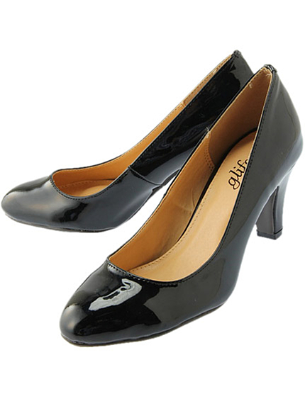 RUNWAY channel【glifeed】ラウンドトゥパンプス(エナメル/PU/生地)