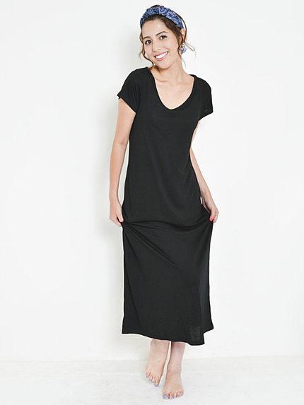 Brigicパット付ロングワンピース