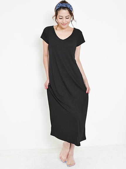 Brigicパット付ロングワンピース