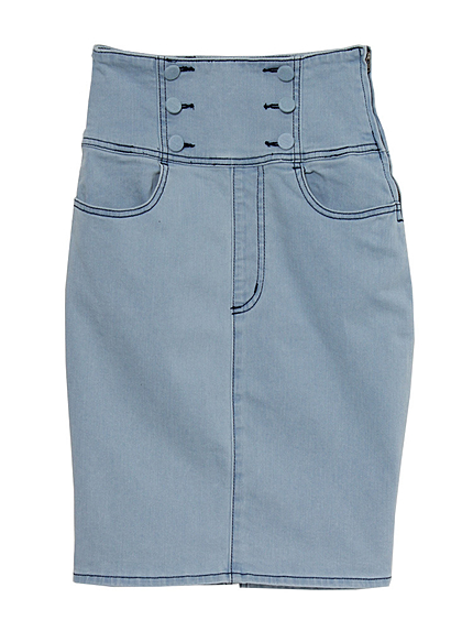 W釦DENIMペンシルスカート
