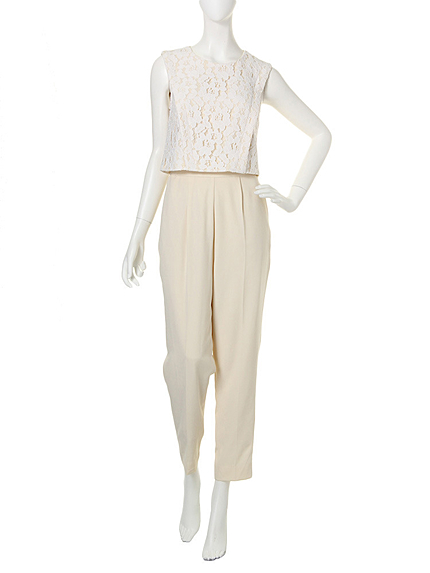 レースレイヤードオールインワン