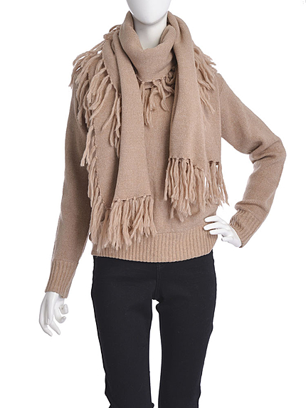 【W】フリンジニットTOPSストールSET