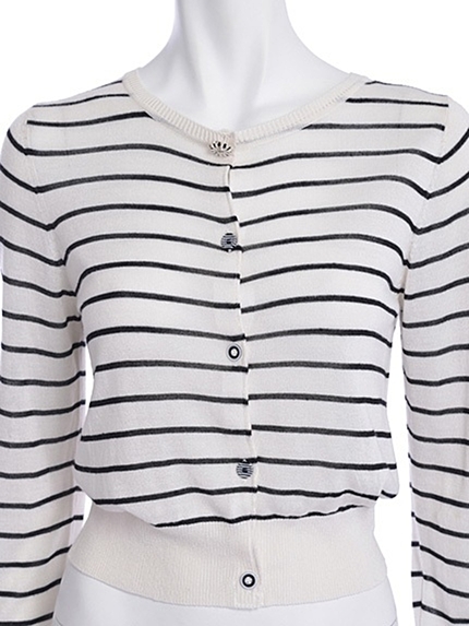 【DUO】 ハイゲージボーダーニットカーデ