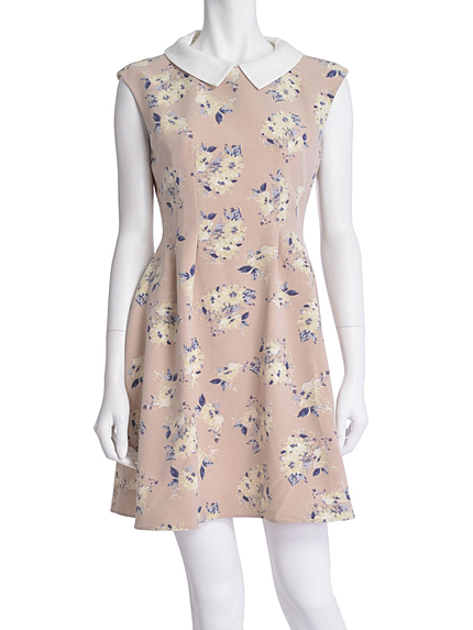 【DUO】 ブーケ柄衿付ワンピース