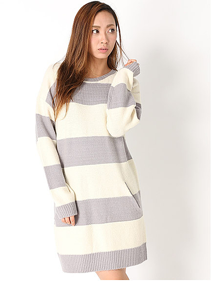 ボーダーニットワンピ