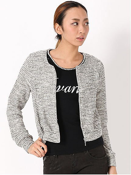 ロゴT+ツイードZIPジャケットSET