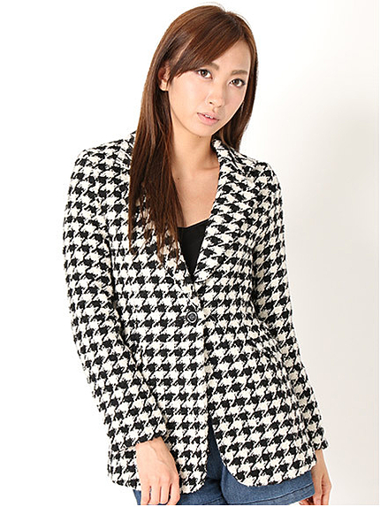 千鳥柄ウール混ジャケット