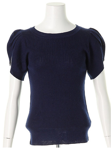 チューリップ袖リブニット