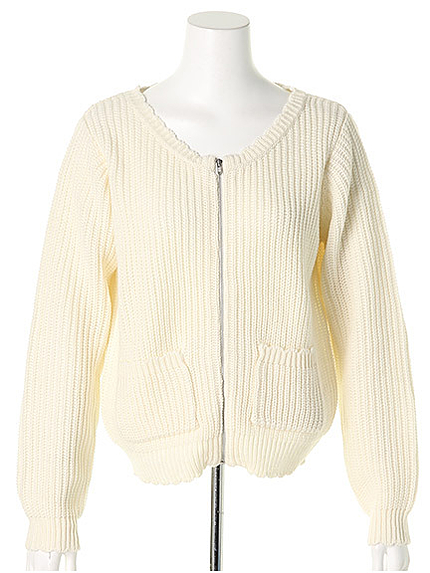 スカラップニットブルゾン