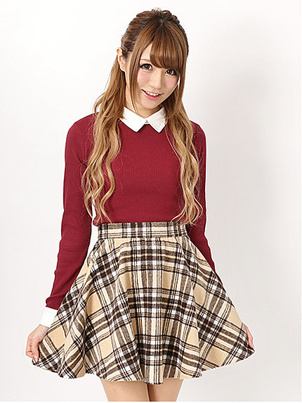 14.AW　シャギーチェックフレアスカート