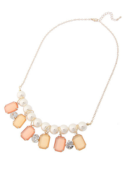 スクエアストーンビジューネックレス