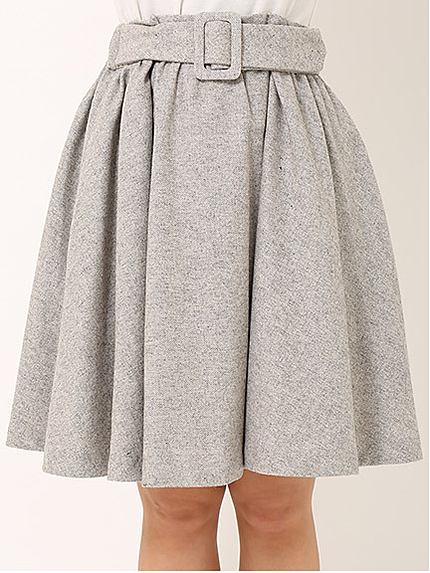 フロントベルトヘリンボンフレアスカート