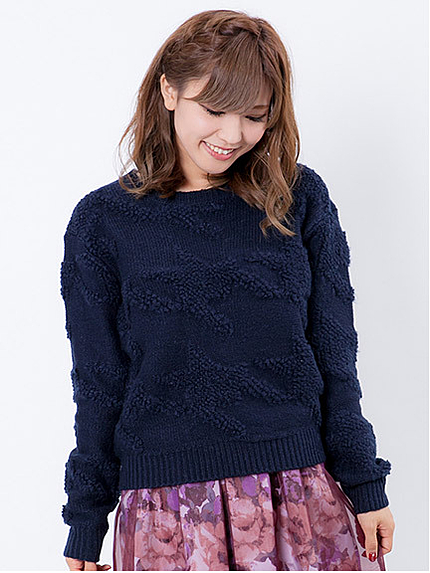 千鳥ジャガードニット