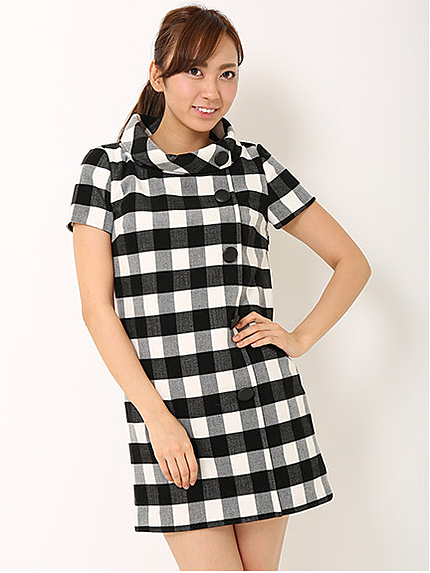ブロックチェックワンピ