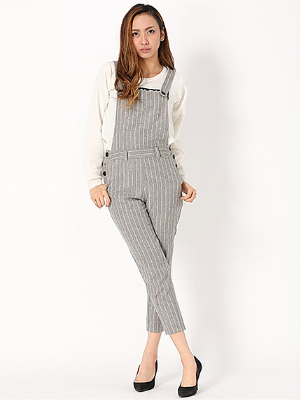 ストライプサロペットパンツ