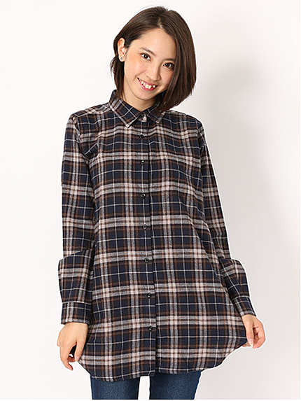 チェックネルシャツチュニック