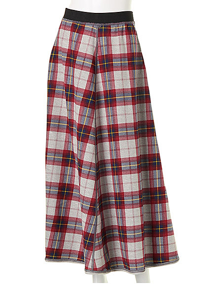 リバーシブルチェックボリュームフレアスカート