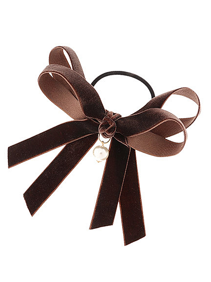 14.ＡＷ　パール付きベロアリボンヘアゴム