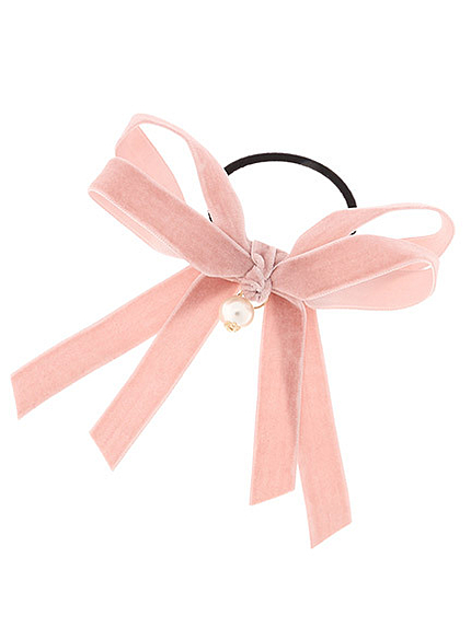 14.AW パール付きベロアリボンヘアゴム