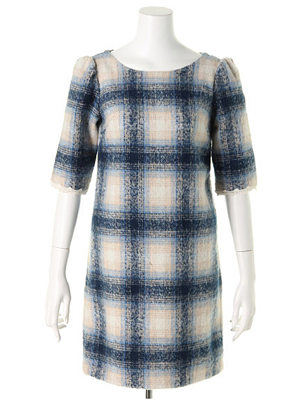 BIGチェック起毛サックワンピース