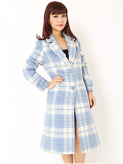 シャギーBIGチェックチェスターコート