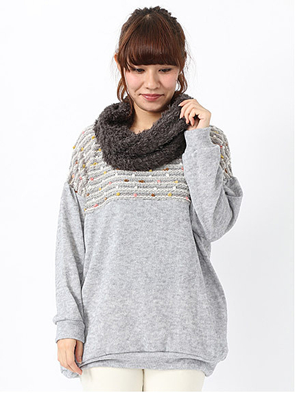 スヌード付きカラーネップチュニック