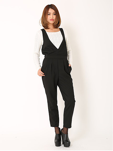 深Vネックオールインワン