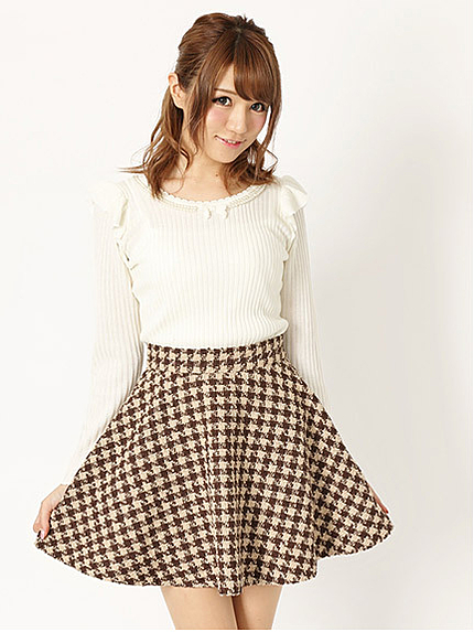 14.AW  千鳥柄ツイードフレアスカート