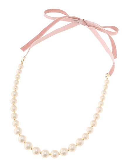 14.AW  ベロアリボンパールネックレス