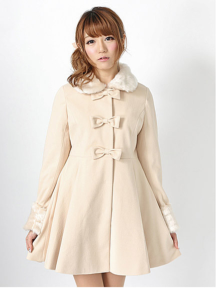 14.AW  ファーティペット付きフロントリボンコート