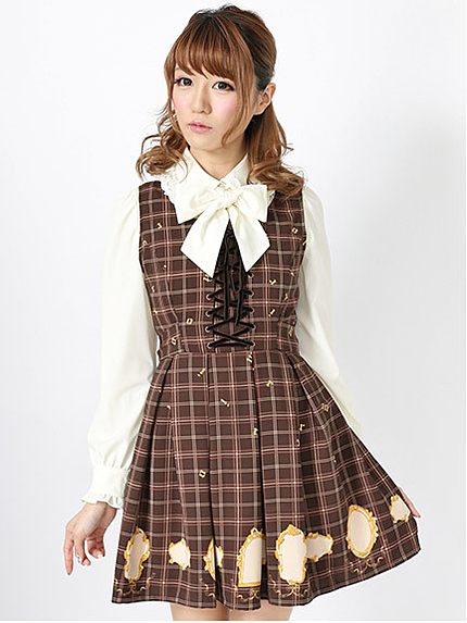 14.AW タータンミロワールフロントレースUPジャンパースカート