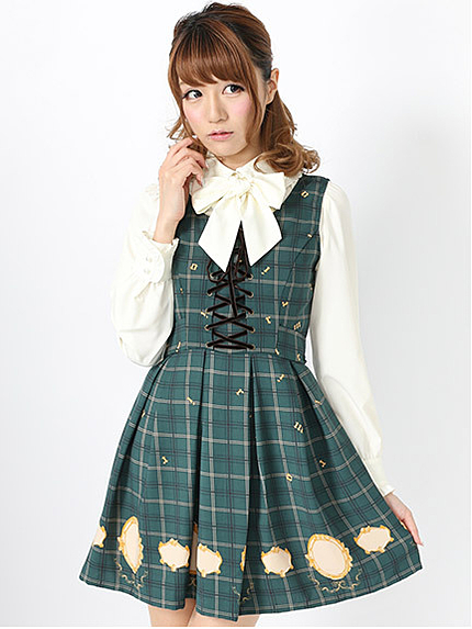 14.AW  タータンミロワールフロントレースＵＰジャンパースカート